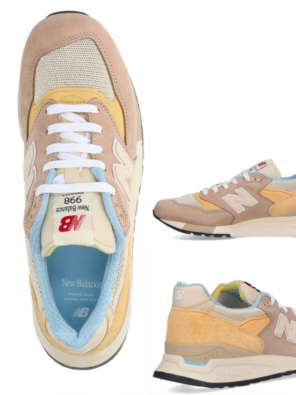 New Balance 998 Core - Made in USA - beige, yellow, light blue - W7.5